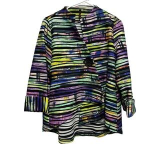 IC by Connie K Vibrant Colorful Striped Women's Artsy Blazer Size Medium.